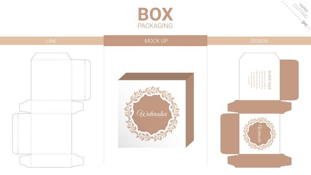 Imballaggio scatola e modello di die mockup tagliato - Vettoriali, immagini