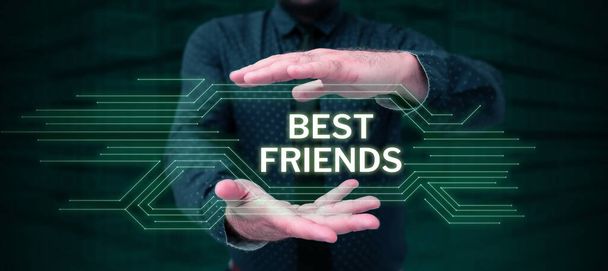 Legenda do texto apresentando Best Friends, Business concept Uma pessoa que você valoriza acima de outras pessoas Amigos para sempre - Foto, Imagem