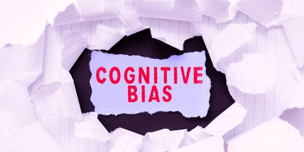 Hand writing sign Cognitive Bias, Business idea Psychological treatment for mental disorders - Photo, Image