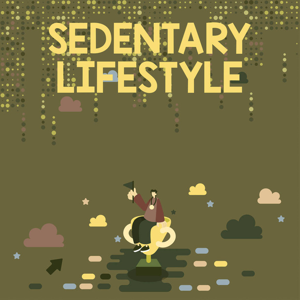 Teksten weergeven Sedentary Lifestyle, Woord voor manieren en middelen van leven betrokken bij veel zitten en weinig lichamelijke activiteit - Foto, afbeelding