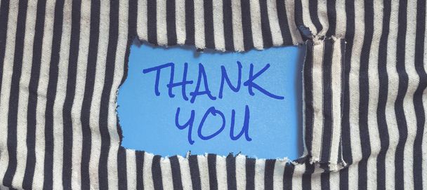 Hand writing sign Thank You, Word for replaying on something good or greetings with pleased way - Photo, Image