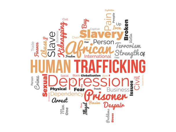 Human Trafficking world cloud background. Safety awareness Vector illustration design concept. - Vector, Image