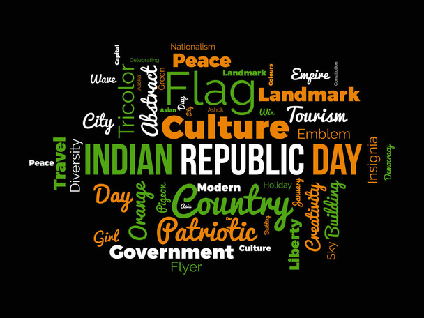 Día de la República India mundo nube de fondo. Conciencia federal Concepto de diseño de ilustración vectorial. - Vector, Imagen