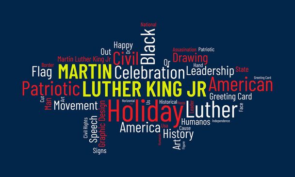 Martin Luther King Junior světový cloud pozadí. Federal awareness Vector illustration design concept. - Vektor, obrázek