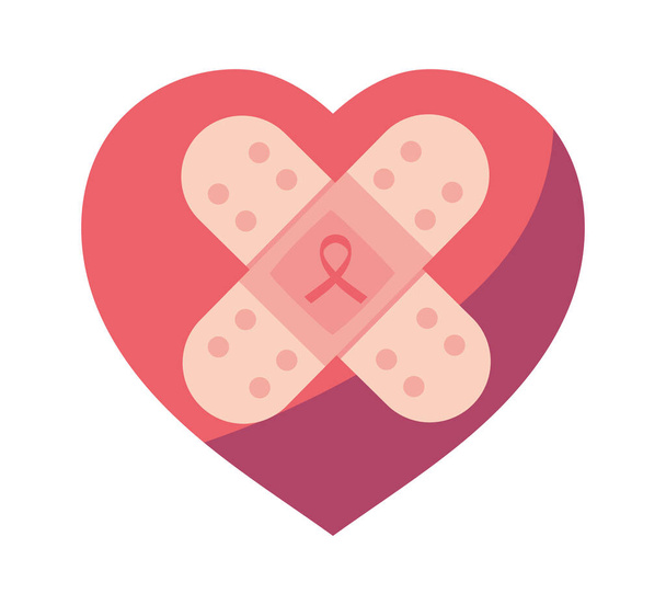 coração com ajuda banda ícone AIDS isolado - Vetor, Imagem