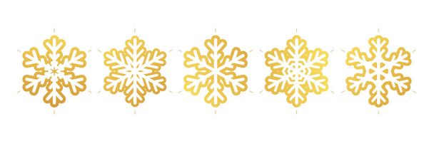 Golden snowflake icon. Blueprint of a snowflake stencil of a golden foil. - Vettoriali, immagini