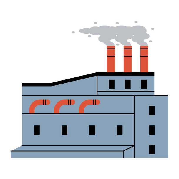 industry plant with three smoking chimneys icon - Vector, Image
