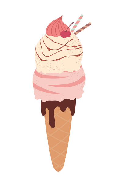 フルーツデザートのアイコンが孤立したアイスクリーム - ベクター画像