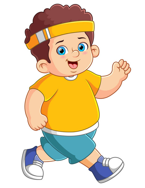 A fat boy running so fast of illustration - Vector, afbeelding