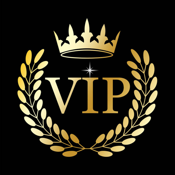 Gold crown vip wreath. Party invitation design. Certificate design. Vector illustration. Stock image. EPS 10. - Vector, Image