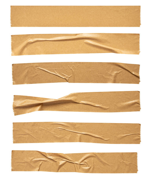 Conjunto de fita de papel adesivo marrom isolado no fundo branco - Foto, Imagem