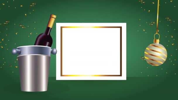 Veselé Vánoce láhev šampaňského, 4k video animované - Záběry, video
