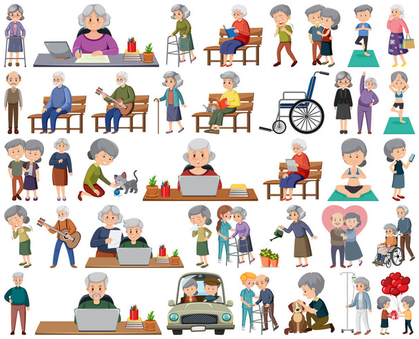 Συλλογή εικόνων ηλικιωμένων ατόμων - Διάνυσμα, εικόνα