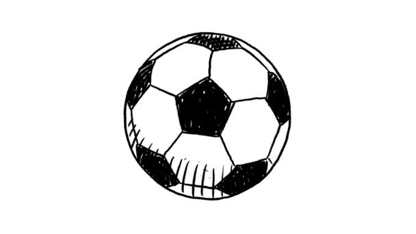 Hand drawn looping animation of spinning football - Footage, Video