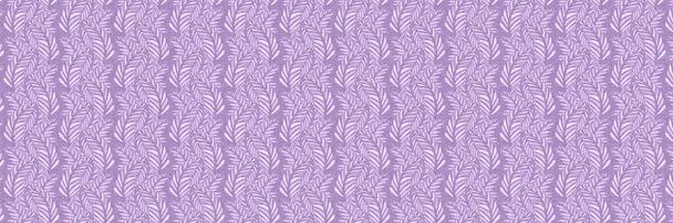 Foglia di fogliame viola neutra di genere senza cuciture bordo raster. Semplice fantasia capricciosa a 2 toni. Bambini vivaio carta da parati o scandi in tutta la stampa - Foto, immagini