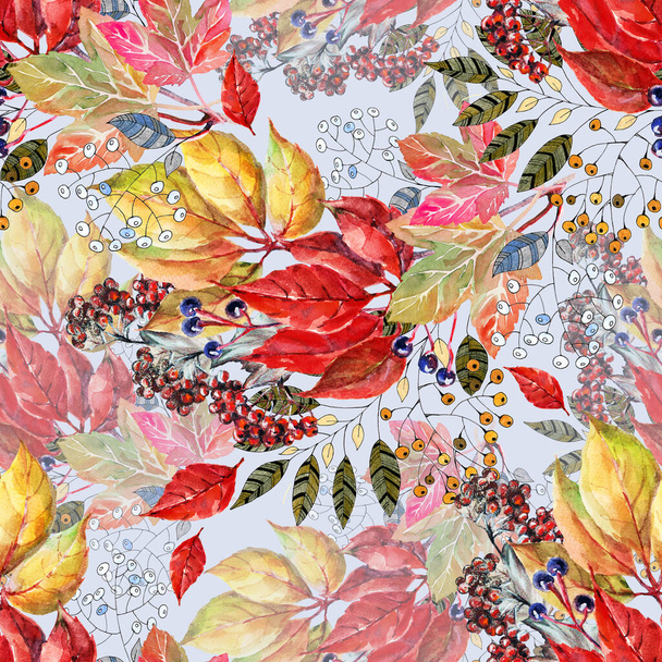 Bukiet jagoda z leśny liść malarstwo w akwarela na szary tło. Ilustracja kwiatowa do dekoracji tekstyliów i papierów. - Zdjęcie, obraz