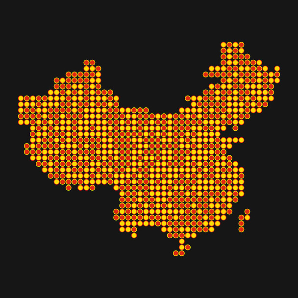 Иллюстрация пиксельной карты китайского силуэта - Вектор,изображение