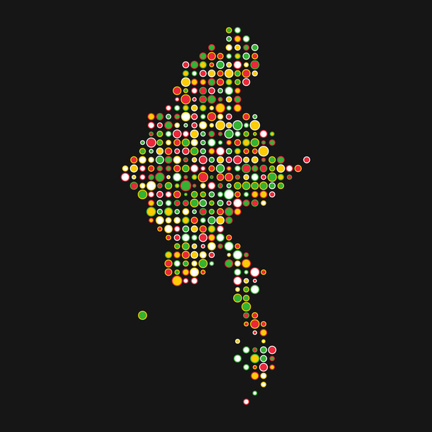Myanmar Silhouet Pixelvormige patroon kaart illustratie - Vector, afbeelding