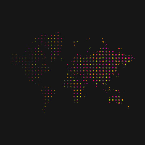 Mondo 2 Silhouette Pixelated modello mappa illustrazione - Vettoriali, immagini