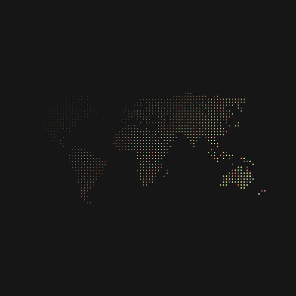 Mondo 3 Silhouette Pixelated modello mappa illustrazione - Vettoriali, immagini