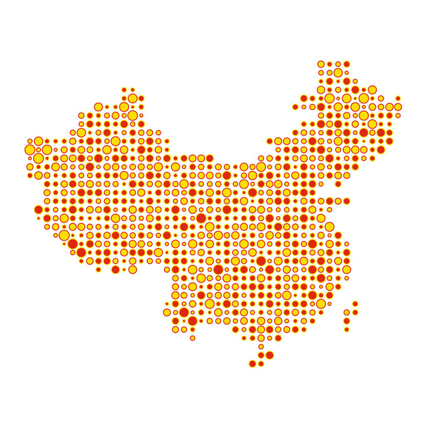 China Silhouet Pixelated patroon kaart illustratie - Vector, afbeelding