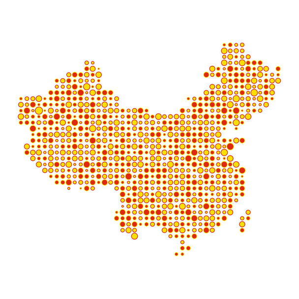 China Silhouet Pixelated patroon kaart illustratie - Vector, afbeelding