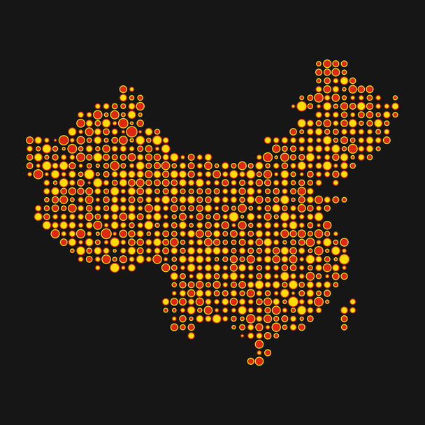 Cina Silhouette Pixelated modello mappa illustrazione - Vettoriali, immagini