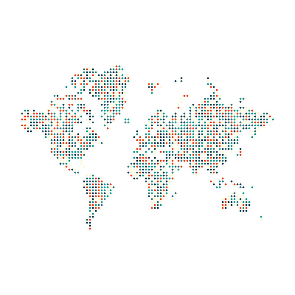 World 2 Silhouette Ilustración de mapa de patrón pixelado - Vector, Imagen