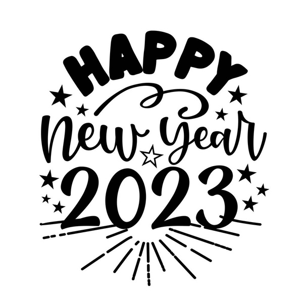 Happy New Year 2023 - greeting  for new year. Good for web banners, greeting card, calendar cover, poster. - Vector, Image