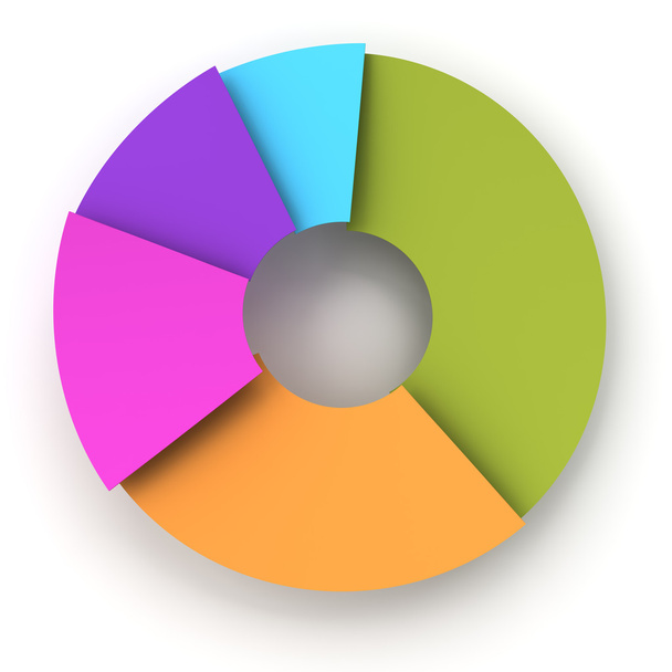 Colorful paper pie chart, 3d render - Φωτογραφία, εικόνα