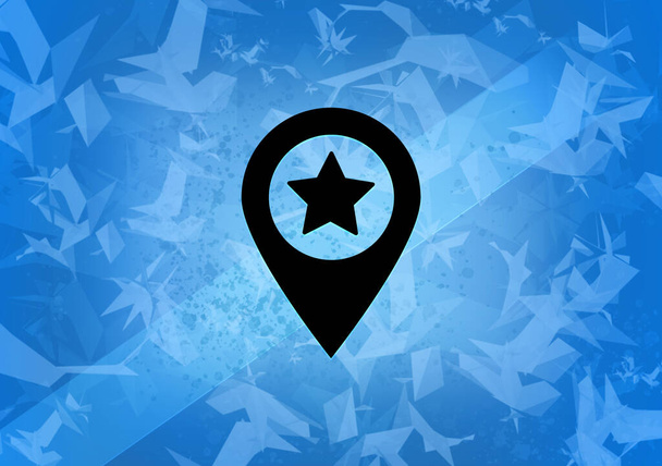Mapa ponteiro estrela estética ícone abstrato sobre fundo azul ilustração - Foto, Imagem
