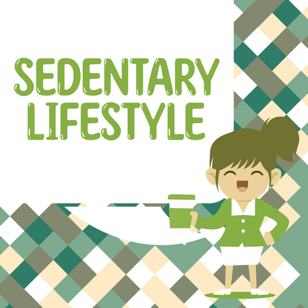 Teksti kuvateksti esittää Sedentary Lifestyle, Sana tapoja ja keinoja elämän mukana paljon istumista ja vähän liikuntaa - Valokuva, kuva