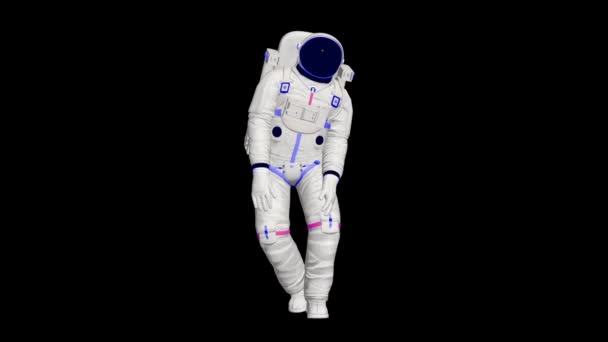 3D astronautendans. Realistische 3D animatie van dansende astronaut in ruimtepak in de ruimte. - Video