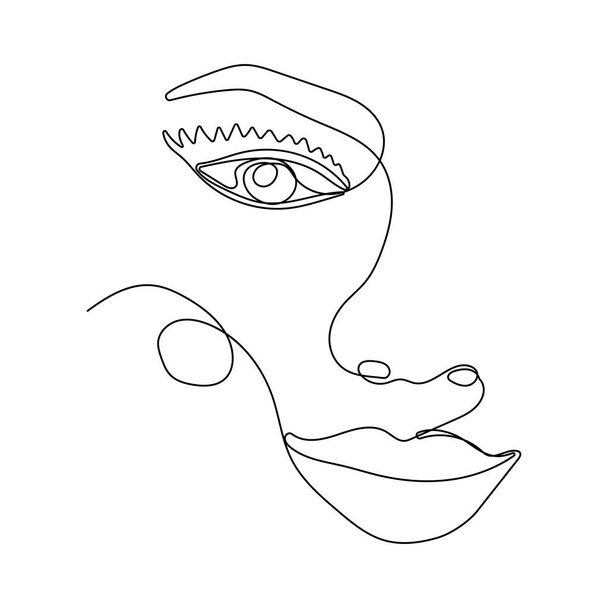 Continuous one line drawing of woman face - Vector, Imagen