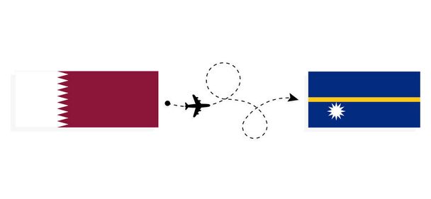 Repülés és utazás Katarból Nauruba utasszállító repülőgéppel Utazási koncepció - Vektor, kép