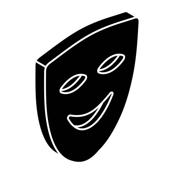       Máscara feliz, icono de máscara de teatro - Vector, imagen