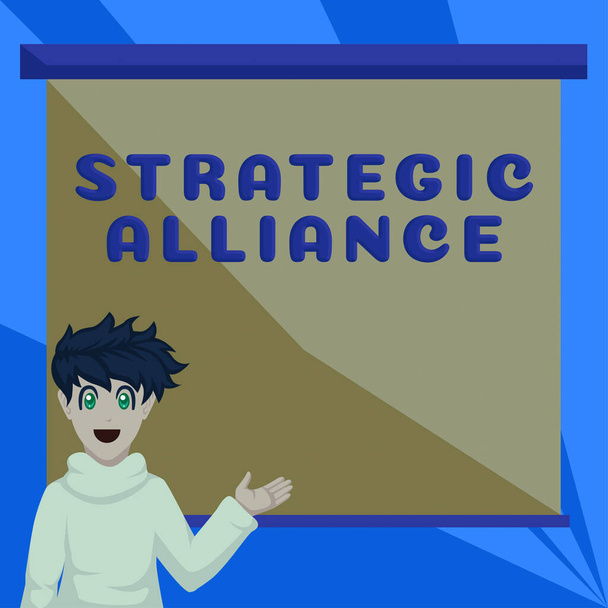 Handschrift-Text Strategische Allianz, Business-Überblick über eine Bindung zwischen Staaten, Parteien, Einzelpersonen über die Zielerreichung - Foto, Bild