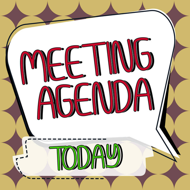 Escribir mostrando texto Agenda de la reunión, Foto conceptual Una agenda establece expectativas claras para lo que necesita una reunión - Foto, Imagen