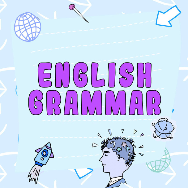 Inspiratie tonen teken Engels Grammatica, Woord voor cursussen bestrijken alle niveaus van spreken en schrijven in het Engels - Foto, afbeelding