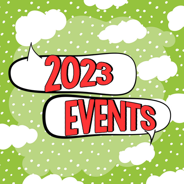 Legenda conceitual 2023 Eventos, Palavra para celebrações de Ano Novo agenda calendário importante planejamento de eventos - Foto, Imagem