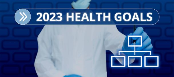 Fogalmi felirat 2023 Egészségügyi célok, Word Írta az ünneplés a kezdete a naptári év 2023 - Fotó, kép