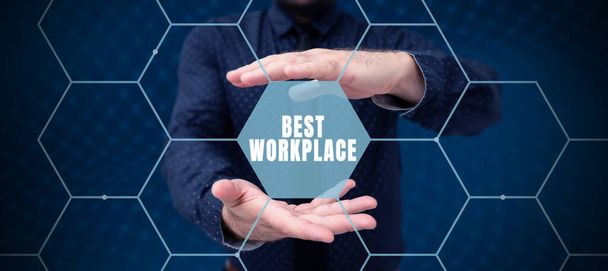 Didascalia concettuale Best Workplace, Business concept Azienda ideale per lavorare con un elevato compenso Stress free - Foto, immagini