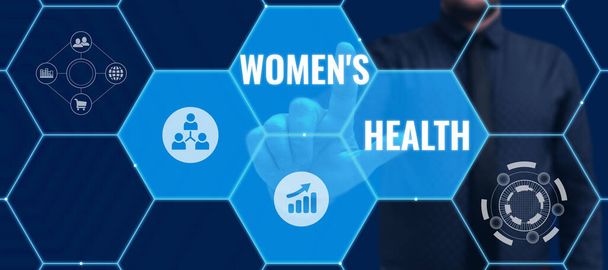 Leyenda conceptual Salud de las mujeres, Concepto significado Consecuencias de salud física de las mujeres evitando la enfermedad - Foto, Imagen