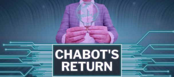 Написание отображения текста Chabots Return, Word for the come back of conversation via auditory or text method - Фото, изображение