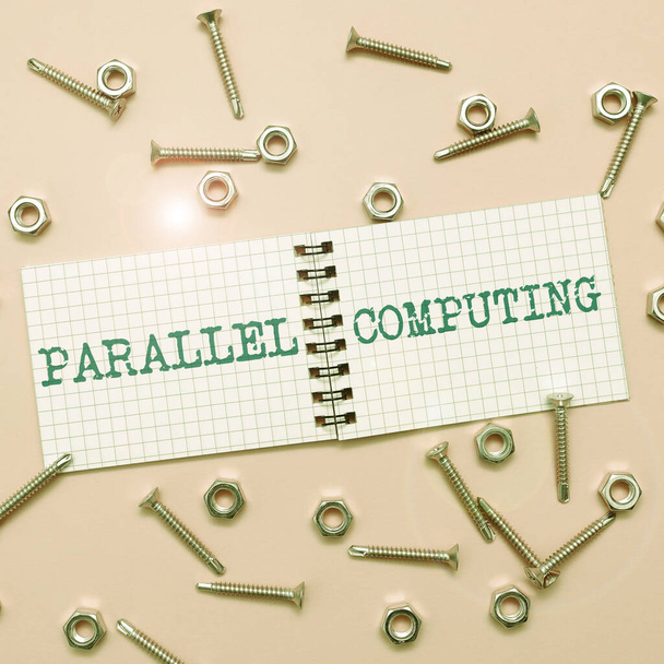 Konceptuální displej Paralelní výpočetní technika, Word pro současný výpočet pomocí softwaru a hardwaru - Fotografie, Obrázek