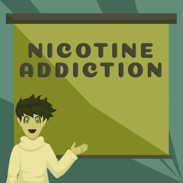 Testi scritti a mano Nicotina Addiction, Business overview condizione di dipendenza da fumo o consumo di tabacco - Foto, immagini