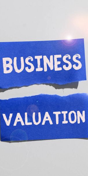 Text showing inspiration Business Valuation, Business idea determining the economic value of a whole business - Photo, Image