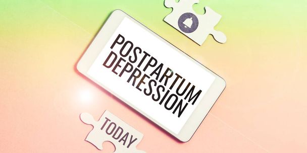 Inspiration showing sign Postpartum Depression, Word Written on a mood disorder involving intense depression after giving birth - Photo, Image