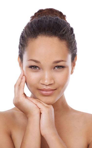Smart about skincare. Closeup portrait of a beautiful young ethnic woman - Photo, Image
