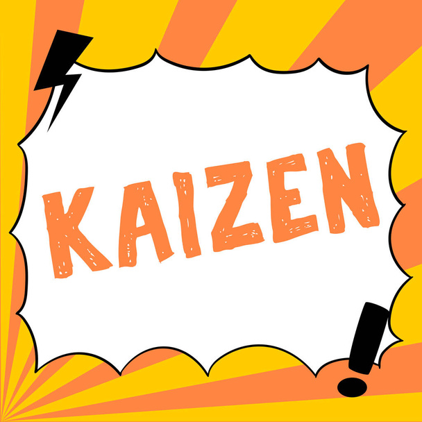 Conceptual display Kaizen, Conceptual photo eine japanische Geschäftsphilosophie zur Verbesserung der Arbeitspraktiken - Foto, Bild